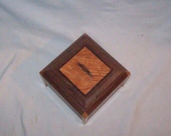 Walnut and Maple Legged Box with Maple Burl inlayed top