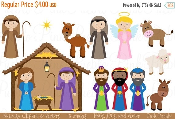 HALLOWEEN SALE Nativity Clip Art Clipart Nativity by PinkPueblo