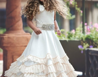 flower dress dresses boho rustic lace champagne