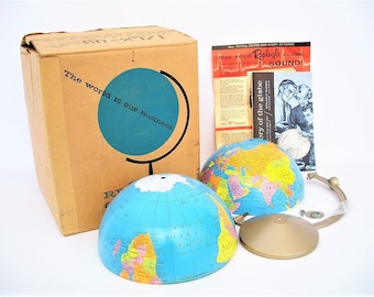 Vintage World Globe NOS in Original Box c1961 Replogle
