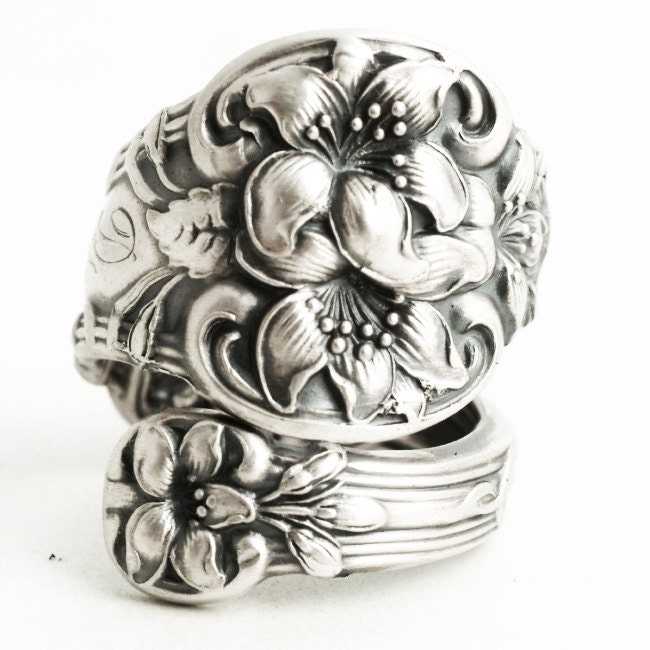 Orange Blossom Ring Sterling Silver Spoon Ring Orange