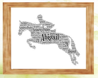 Horse Personalised Word Art Print, Perfect Birthday Present, Gift Horse Show Prize