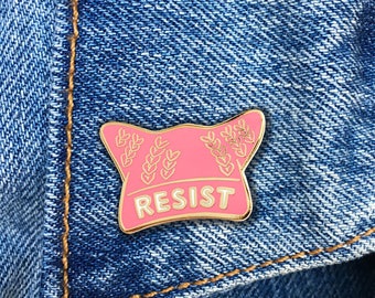 Pussy Hat Resist Pin, Hard Enamel Pin, Jewelry, Art, Artist, Gift (PIN90)