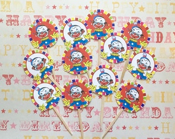 Clown Cupcake Toppers/Circus Clown Toppers/Circus Party/Circus Cupcakes