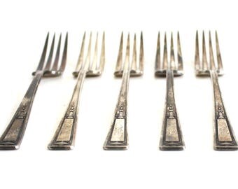 Antique Silverplate Fork Art Deco Tarnished Silver Dinner Fork 1835 R. Wallace Buckingham Urn Flatware B Monogram Food Photography Prop