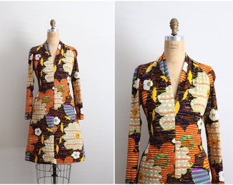 60s Flower Power Mod Dress / Mod mini dress/ Shift Dress/ Size M/L