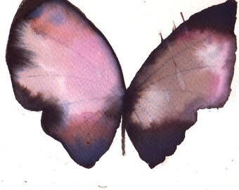 pale purple and black butterfly original watercolour painting