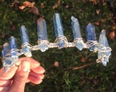The Ocean Daze II, aqua aura quartz crystal crown, raw quartz crown, music festival crown, mermaid crown