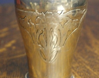 antique art nouveau etched floral silver plate metal blanc cup goblet