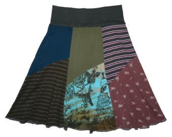 Upcycled T-Shirt Skirt Women's XS Small Repurposed Hippie Skirt Size 0 2 4 recycled t-shirt clothing Summer Skirt Twinkle Skirts Twinklewear