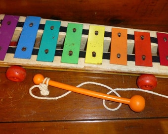 Vintage Fisher Price xylophone music pull a tune toy #870 1969-77