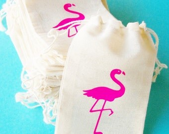Flamingo Party Favor Gift Bag, custom tote bag, flamingo goodie bag, Let's Flamingle, Flamingo Bachelorette, Bridal, Baby Shower