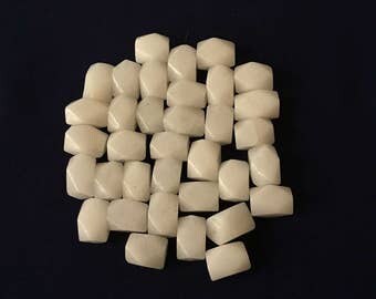 White Agate Faceted Barrel Beads