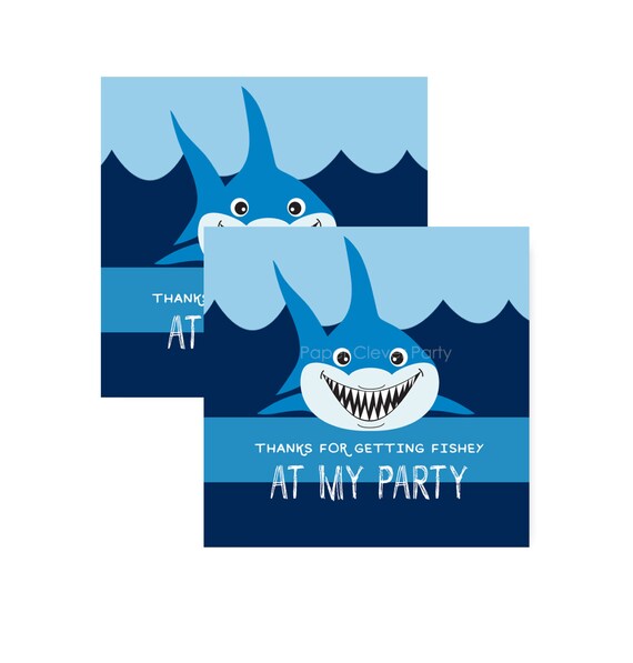 Shark Party Favor Tags Aquarium Adventure Kids Gift Labels
