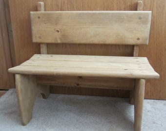 Wooden Bench for Children or Dolls Sturdy Handmade Vintage Childs Bench