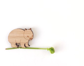 Wombat brooch - laser cut jewellery - wooden wombat brooch - wombat jewelry