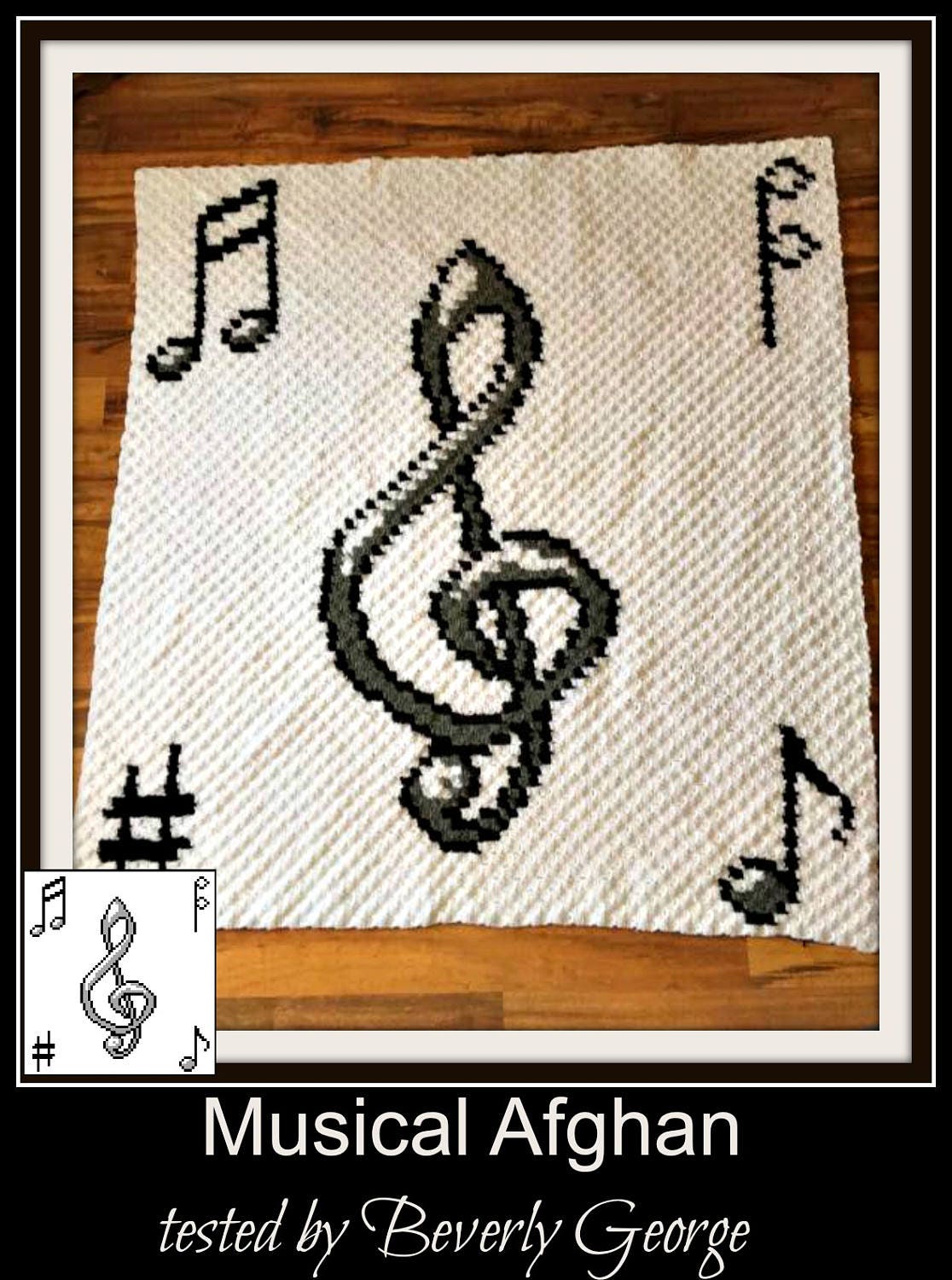 Musical Afghan, C2C Graph, Written Word Chart, Crochet Pattern