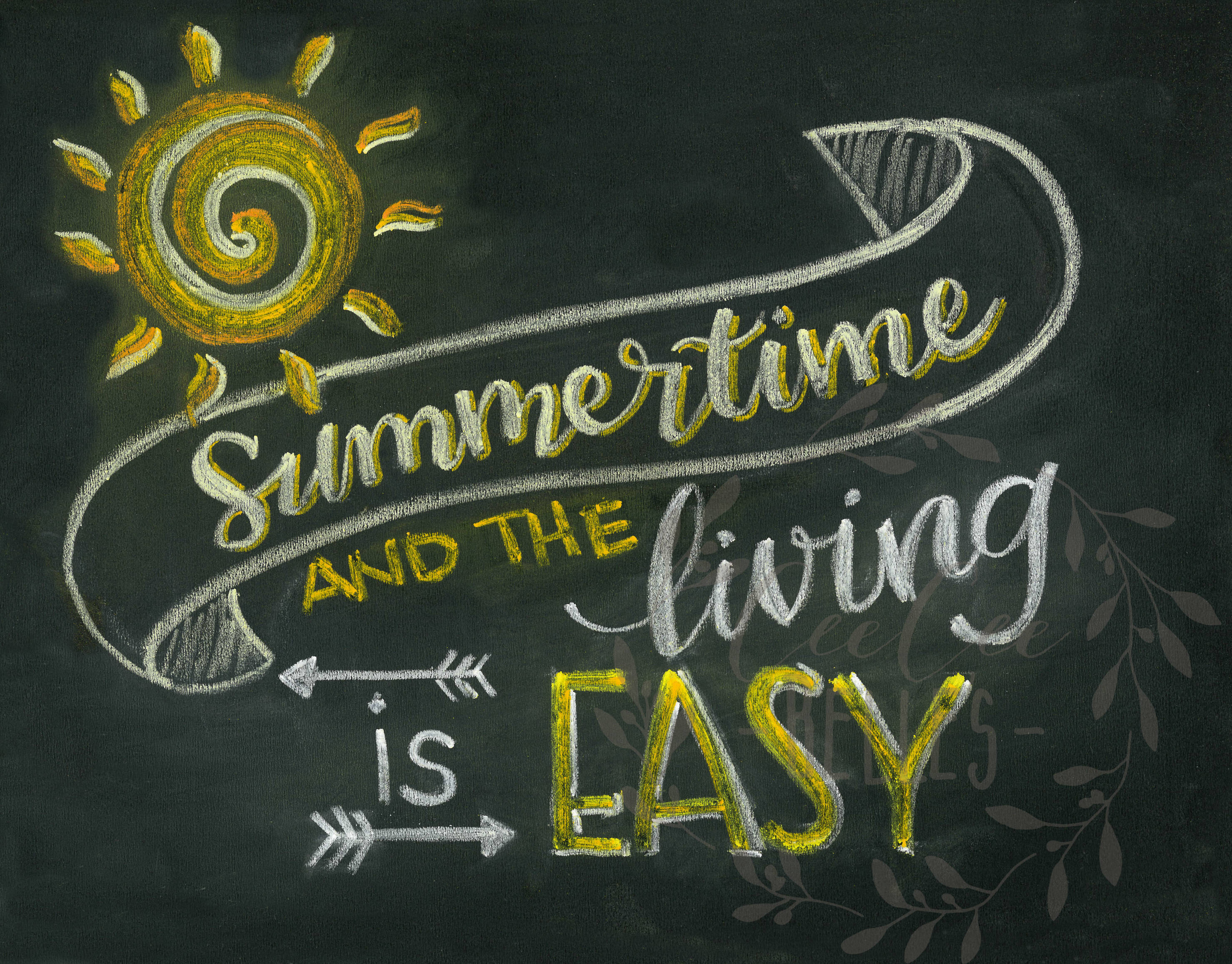 Summertime and the Living is Easy! A Print of an Original Chalkboard