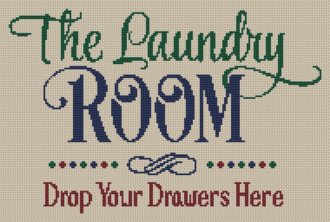 The Laundry Room Drop Your Drawers Cross Stitch Pattern Modern