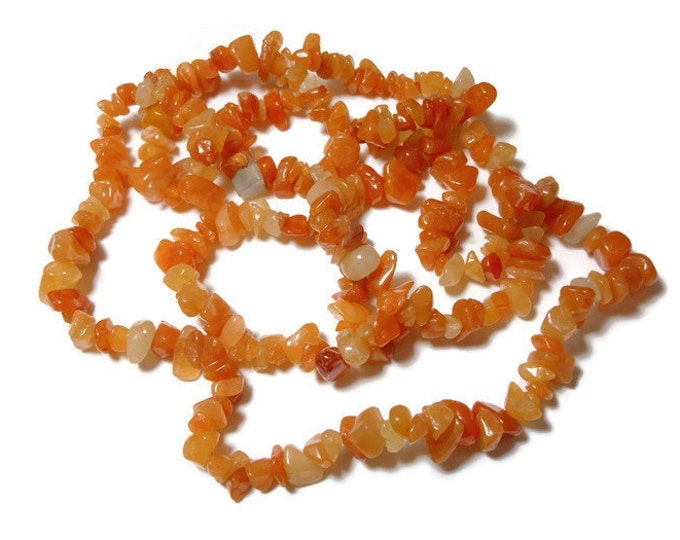 Red aventurine necklace, medium chip beads, natural gemstone, 34 inch strand, chips range from small to large, necklace or supplies