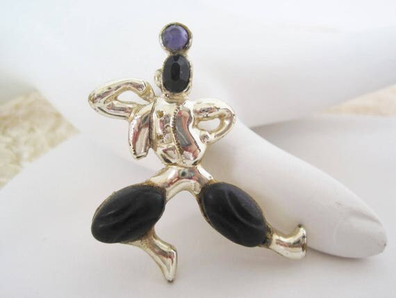 Dancer Pin - Figural Russian Cosak - Rhinestone Brooch