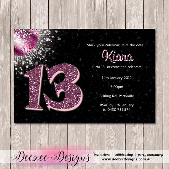 Glitter Bling Photo Personalised Birthday Invitation - YOU PRINT Il_570xn