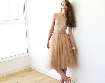 12162 Powder Tulle Detailed Midi Skirt main image 1
