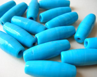 14 Large Turquoise Glass Beads - Large Hole - Trade Beads - Focal Beads
