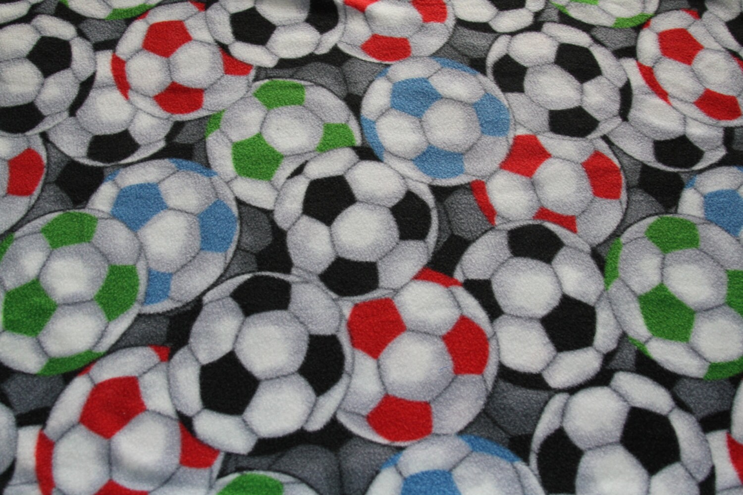 Soccer balls fleece tie blanket