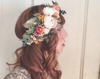 Rustic Flower Crown <<The Helena>> Bohemian Dried and Silk Crown // Custom Made Crown