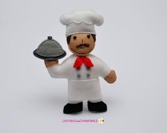 Felt COOK, stuffed felt Cook magnet or ornament, Cook toy,People,Professions,Cook magnet,Nursery decor, Cook doll, Cook, Felt Doll