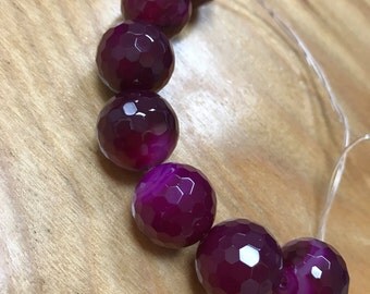 Fuchsia Candy Agate Beads 15-16mm