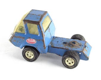 Vintage Tonka Toy Truck - Old - Blue Metal - Tonka Wheels - Mid Century Shabby Chic Decor