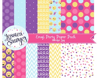 INSTANT DOWNLOAD, emoji party digital papers for planner stickers, products, and crafts