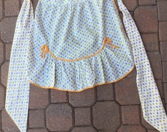 Vintage Flowers Calico Half Apron Petite Figure