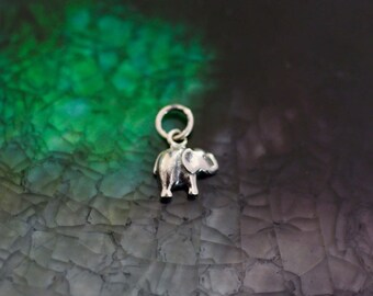 Elephant Charm - Sterling Silver Elephant - Good Luck Elephant- Good Luck Charm - Mini Elephant - Elephant Jewelry