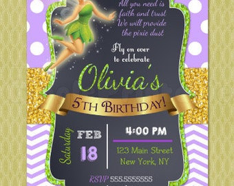 Tinkerbell Birthday Invitation, Tinkerbell Invitations, DIY printables