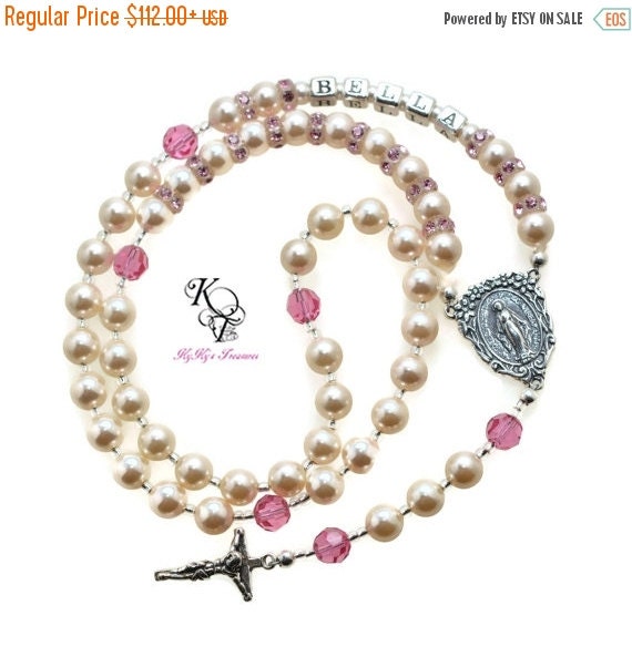 Pink Rosary Baby Rosary Sterling Silver by KyKysTreasuresLLC