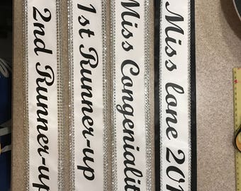 Pagent sash, Miss America sash, custom Sash,Wedding Sash Prom King, Prom Queen, Miss America, Beauty Queen,Miss USA Any Color any wording