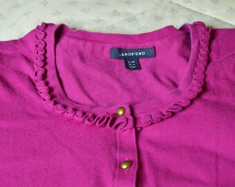 Pretty Fuschia Cardigan from Land's End in size Large Petite