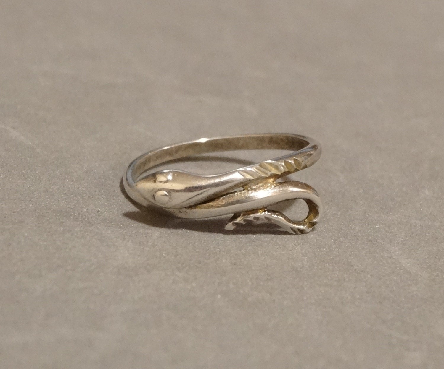 Vintage Sterling Silver SNAKE Ring Egyptian by SellitAgainVintage