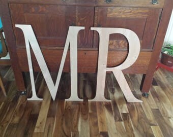 Mr & Mrs wood letters, Wedding letters, Unfinished letters, 28" tall letters, large wooden letters, Wedding Decor, Large letters, venue