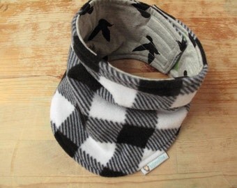 Reversible Neck Warmer, toddler neckwarmer, velcro neckwarmer, velcro scarf, kids neck warmer, buffalo check, cache cou enfant, fleece scarf