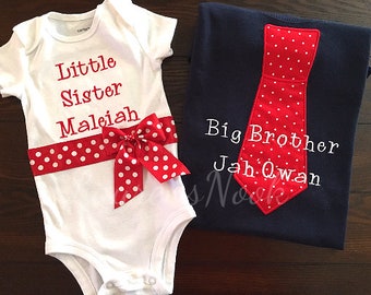 Personalized big brother little sister shirt set