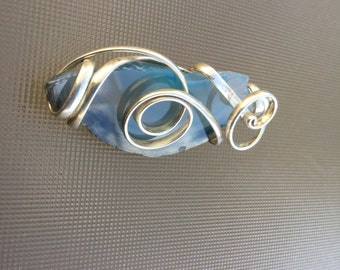 Sterling Silver Pendant with Blue Layered Rock Stone