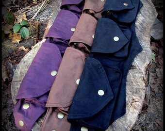 Small Petite Steampunk Utility Belt Bag ~ Pocket Belt Burning Man Festival Belt Fanny Pack ~ vegan canvas brass ~ black, brown, purple