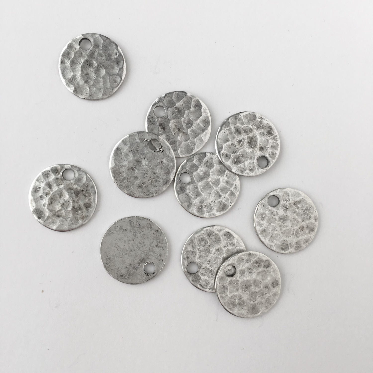 Small Hammered Silver Discs, Silver Coins Brass, 12mm, 10Pcs from ...