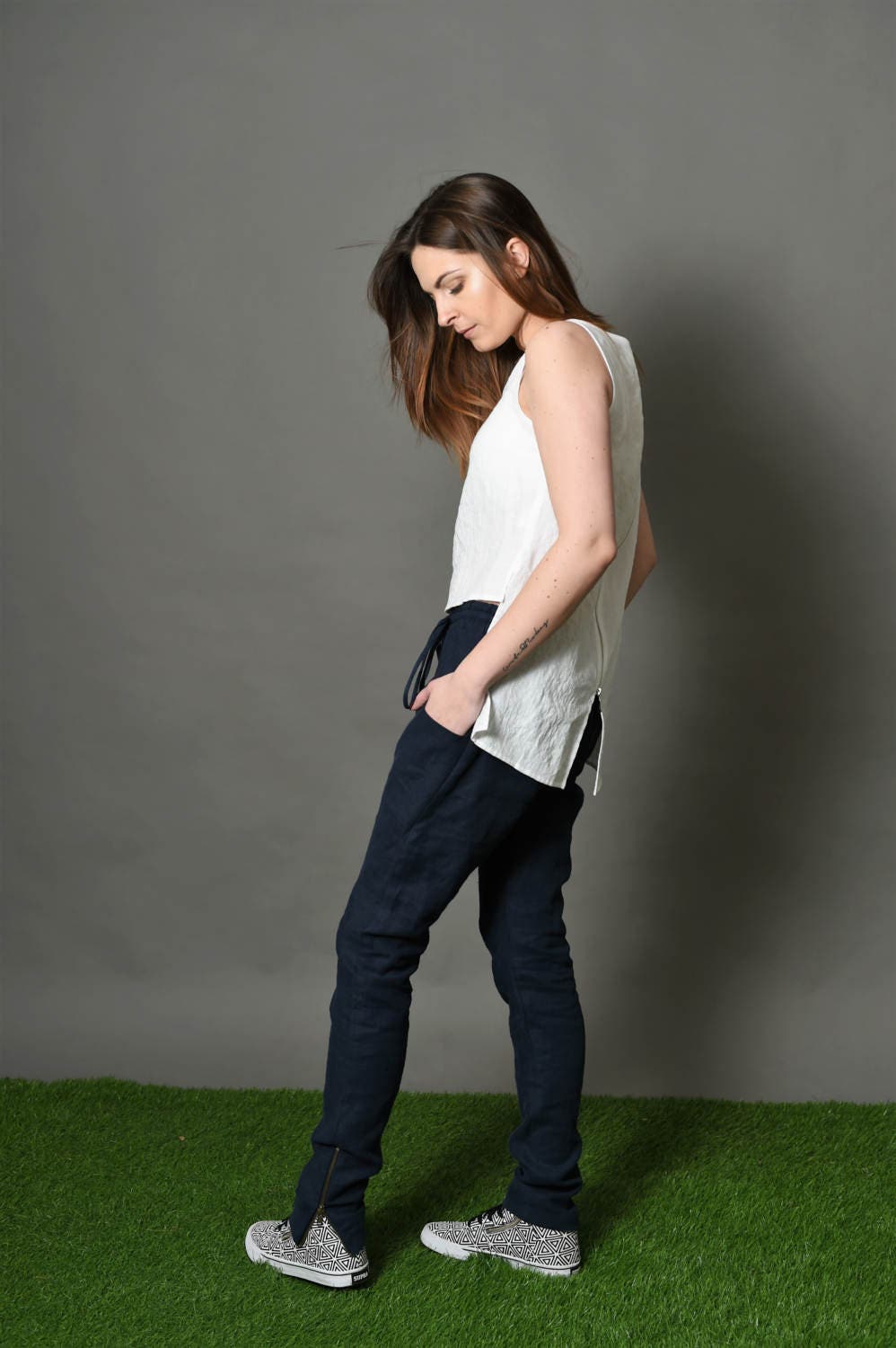 Linen pants/ linen trousers/ 100 linen/ blue linen/ eco