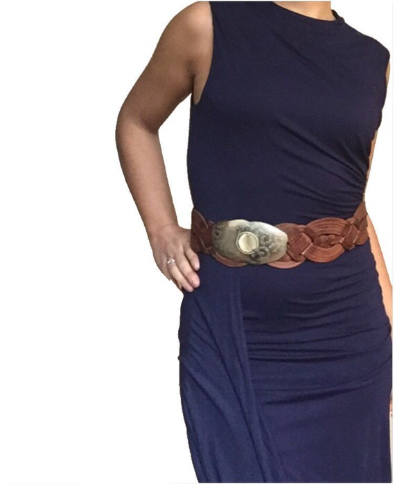 WIDE LEATHER BELT 45 inches Braided leather belt by ScandaloAlSole