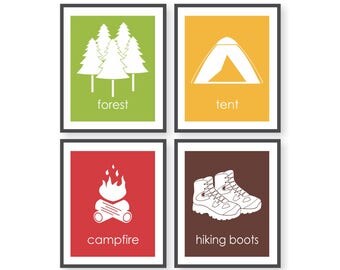 Camping Nursery Decor, Wilderness Explorer, Forest Nursery, Kids camping decor, Woodland Room decor, Woodland Playroom Art, Hiking Wall Art